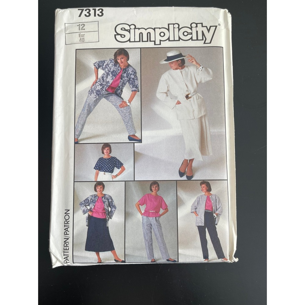 00465 - Simplicity 7313 VTG Women‎ Misses Size 12 EU 40 Wardrobe Sewing Pattern